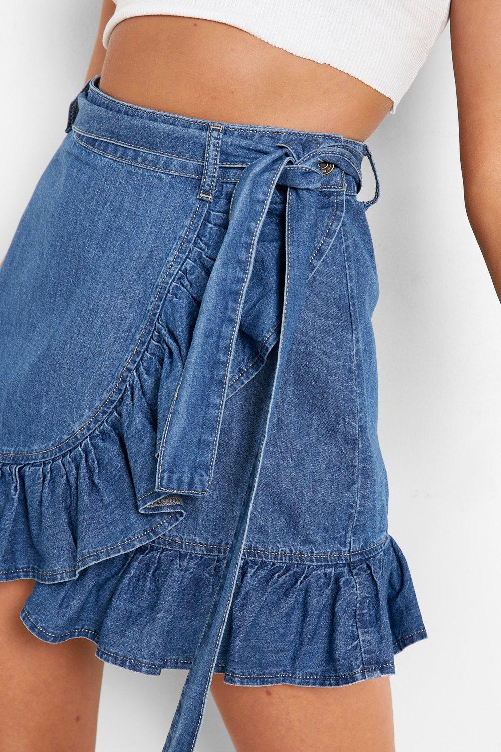 Elastic waist denim skirt uk sale